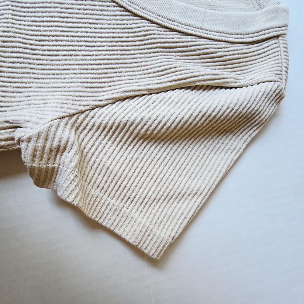 Cream Ribbed Girl's Top - Picture 3 of 4